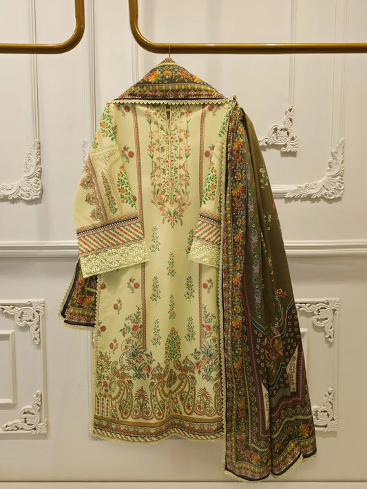 AGHANOOR PURE CAMBRIC COTTON SHIRT WITH DUPATTA