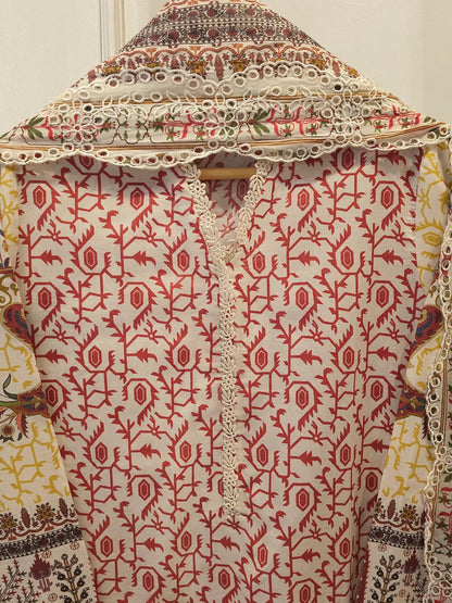 AGHANOOR PURE CAMBRIC COTTON SHIRT WITH EMB  DUPATTA