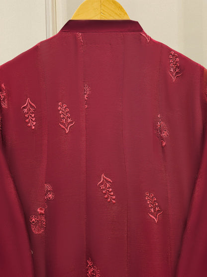 Aghanoor Embroidered Cotton Net Frock Style 3 Piece Suit