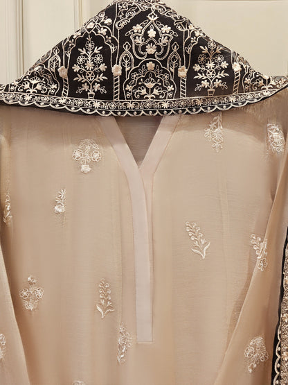 Aghanoor Embroidered Cotton Net Frock Style 3 Piece Suit