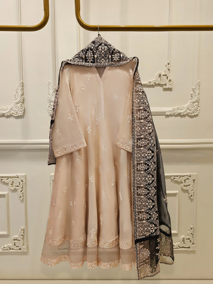 Aghanoor Embroidered Cotton Net Frock Style 3 Piece Suit