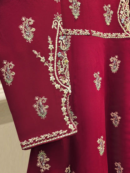 Aghanoor Embroidered Chiffon Frock Style 3 Piece Suit
