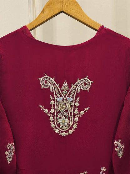Aghanoor Embroidered Chiffon Frock Style 3 Piece Suit