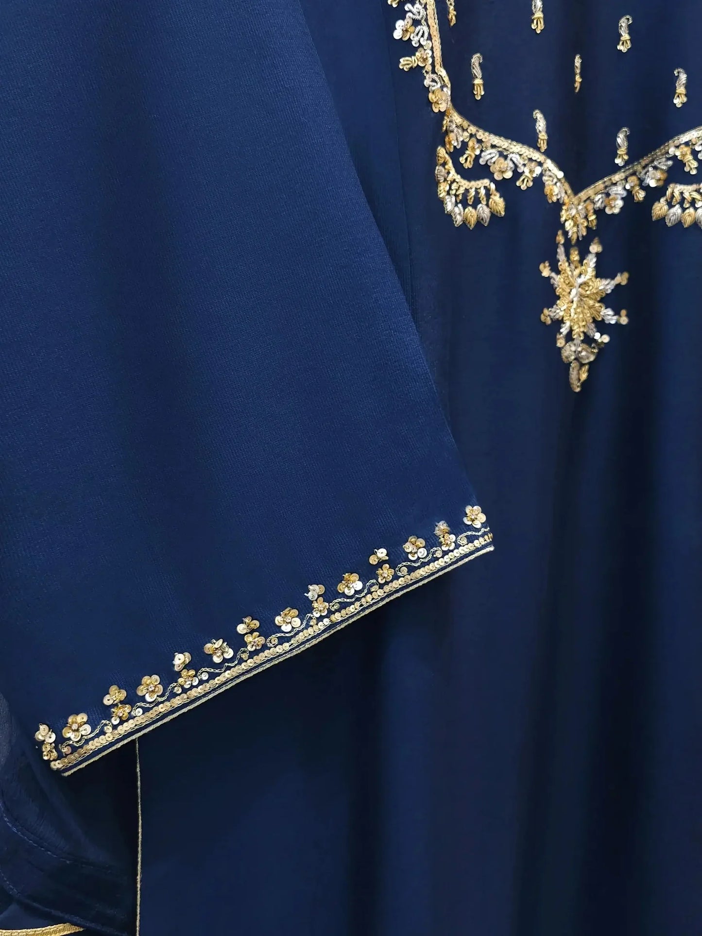 AGHANOOR 3 PIECE PURE SILK NET EMBROIDERED SUIT