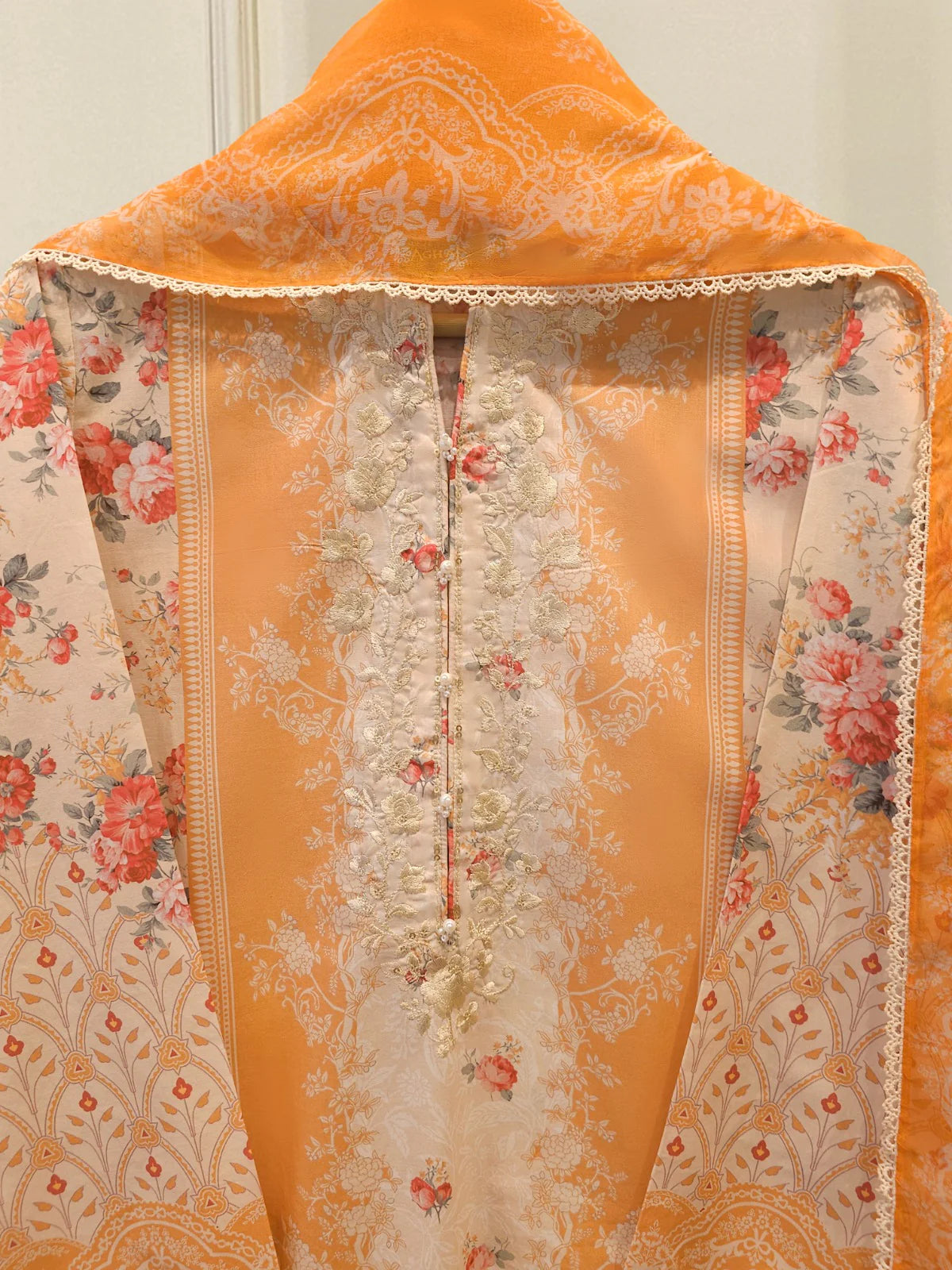 AGHANOOR EMBROIDERED LAWN SHIRT WITH CHIFFON DUPATTA