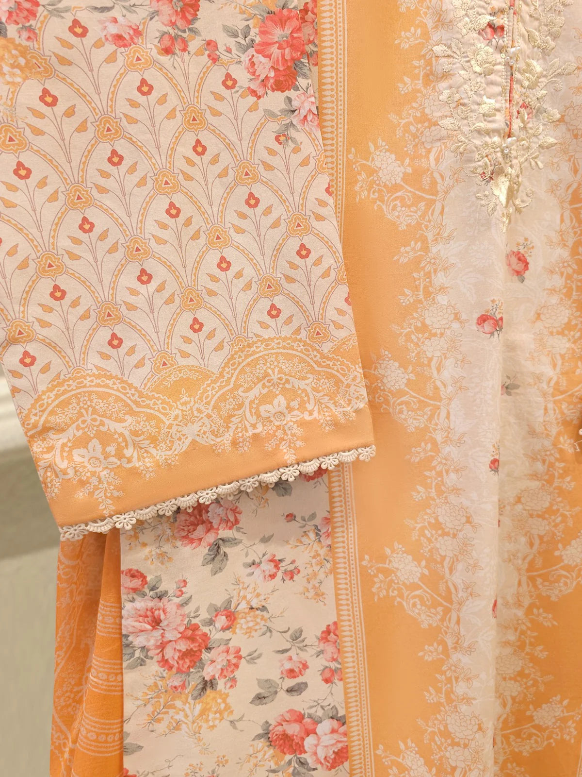 AGHANOOR EMBROIDERED LAWN SHIRT WITH CHIFFON DUPATTA