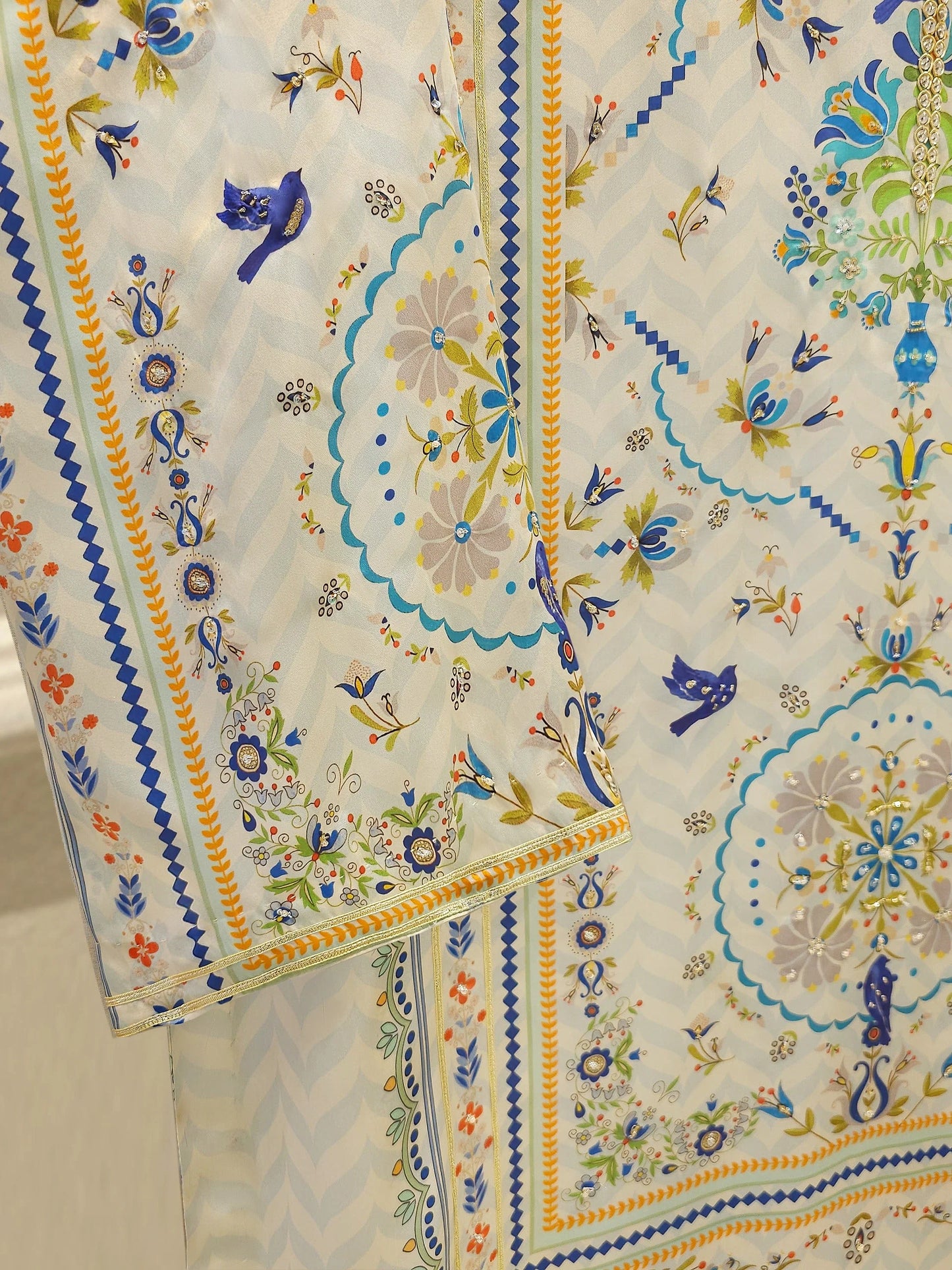 AGHANOOR 2 PIECE PURE RAW SILK EMBROIDERED SUIT