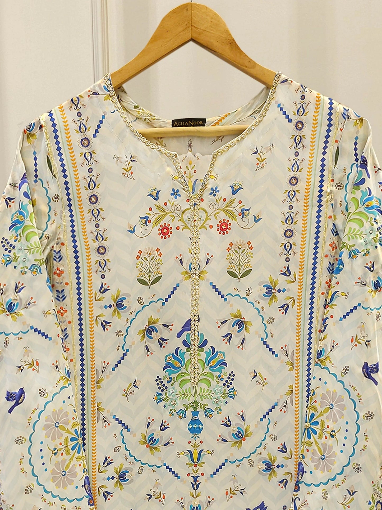 AGHANOOR 2 PIECE PURE RAW SILK EMBROIDERED SUIT