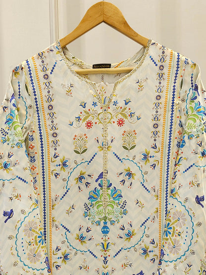 AGHANOOR 2 PIECE PURE RAW SILK EMBROIDERED SUIT