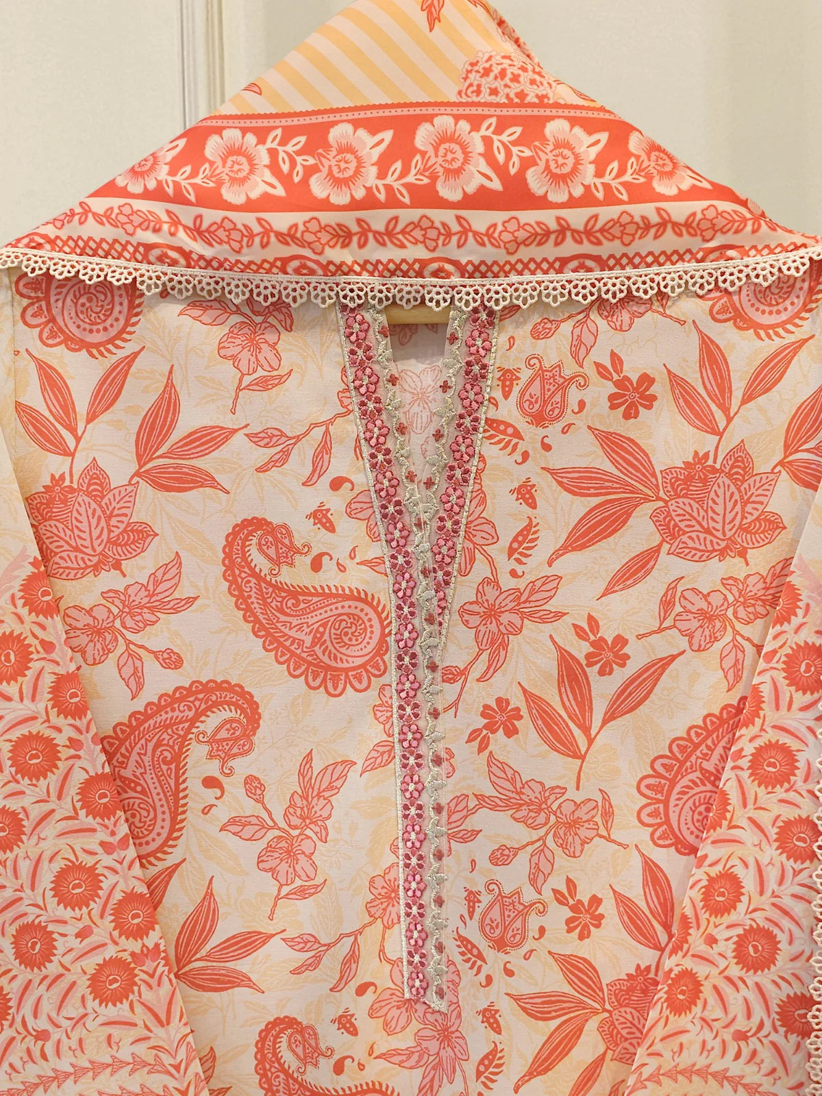 AGHANOOR PURE EMBROIDERED CAMBRIC LAWN SHIRT, PANT & SILK DUPATTA