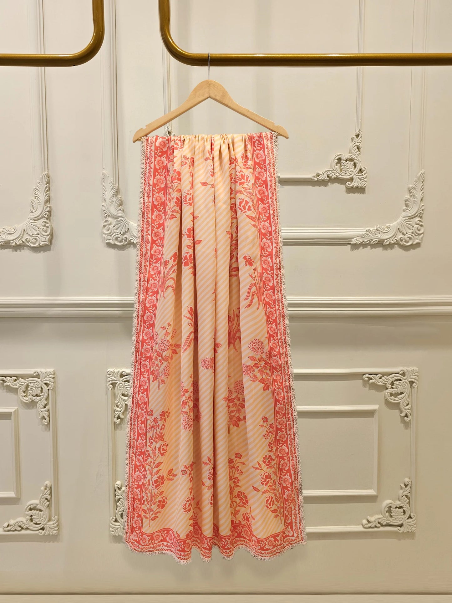 AGHANOOR PURE EMBROIDERED CAMBRIC LAWN SHIRT, PANT & SILK DUPATTA