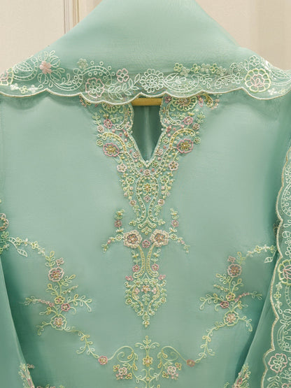 Aghanoor Heavily Embroidered Organza 3 Piece Suit