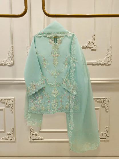 Aghanoor Heavily Embroidered Organza 3 Piece Suit