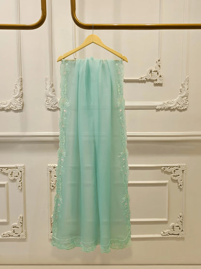 Aghanoor Heavily Embroidered Organza 3 Piece Suit