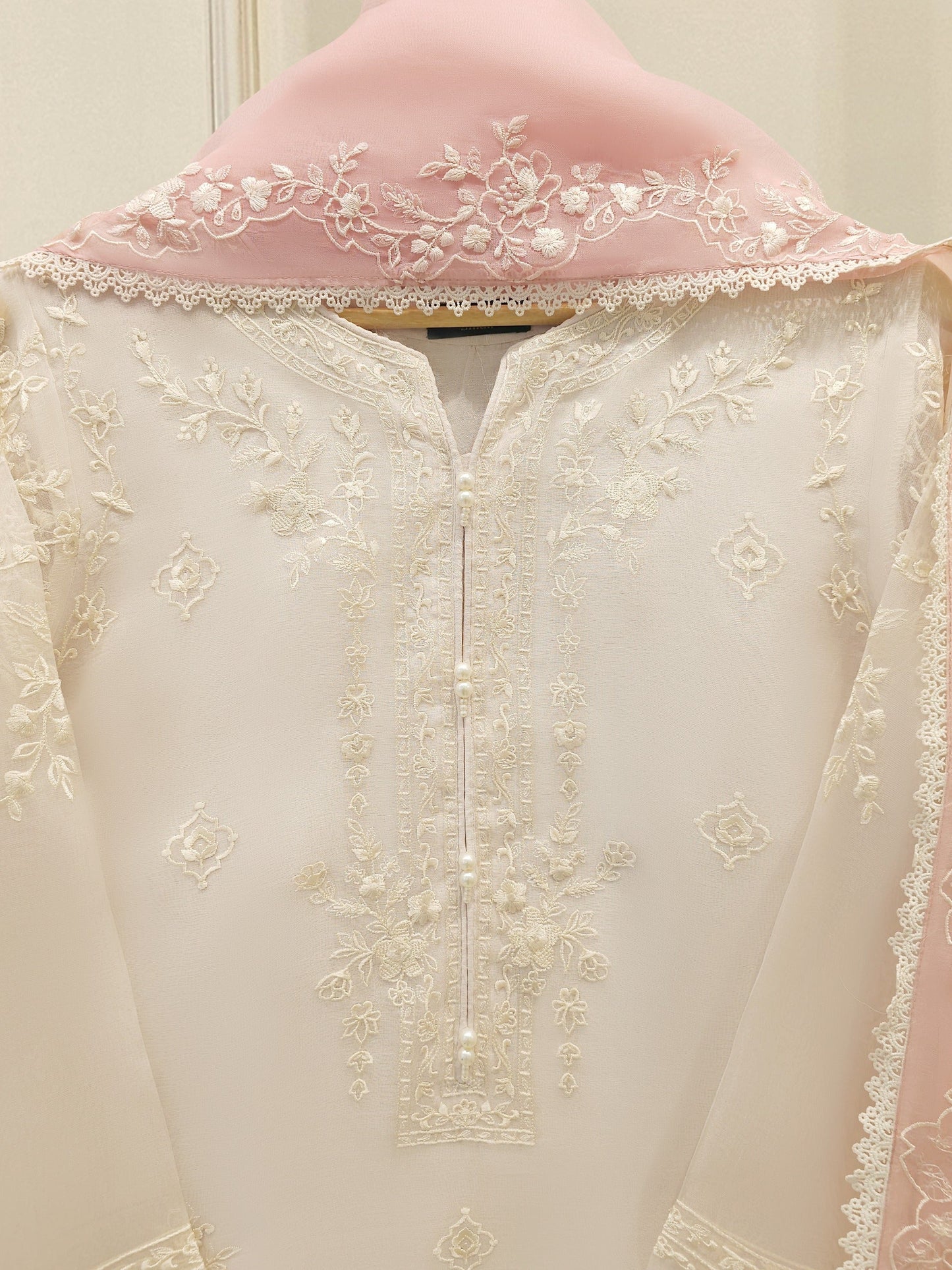 Aghanoor Heavily Embroidered Organza 3 Piece Suit