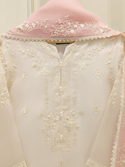 Aghanoor Heavily Embroidered Organza 3 Piece Suit