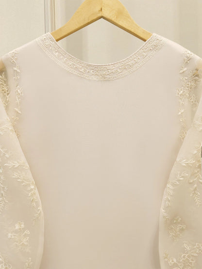 Aghanoor Heavily Embroidered Organza 3 Piece Suit