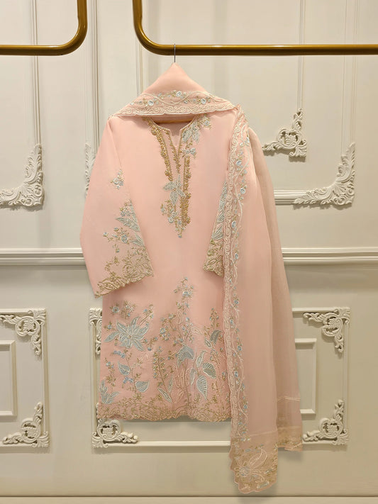 Aghanoor Embroidered Seesha Silk 3 Piece Suit