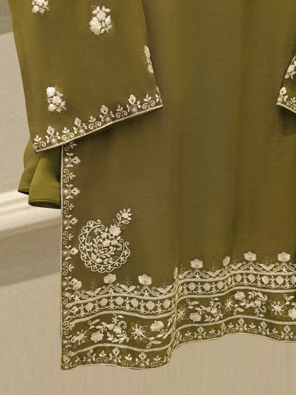 AGHANOOR  PURE COTTON NET SUIT WITH CHIFFON DUPATTA