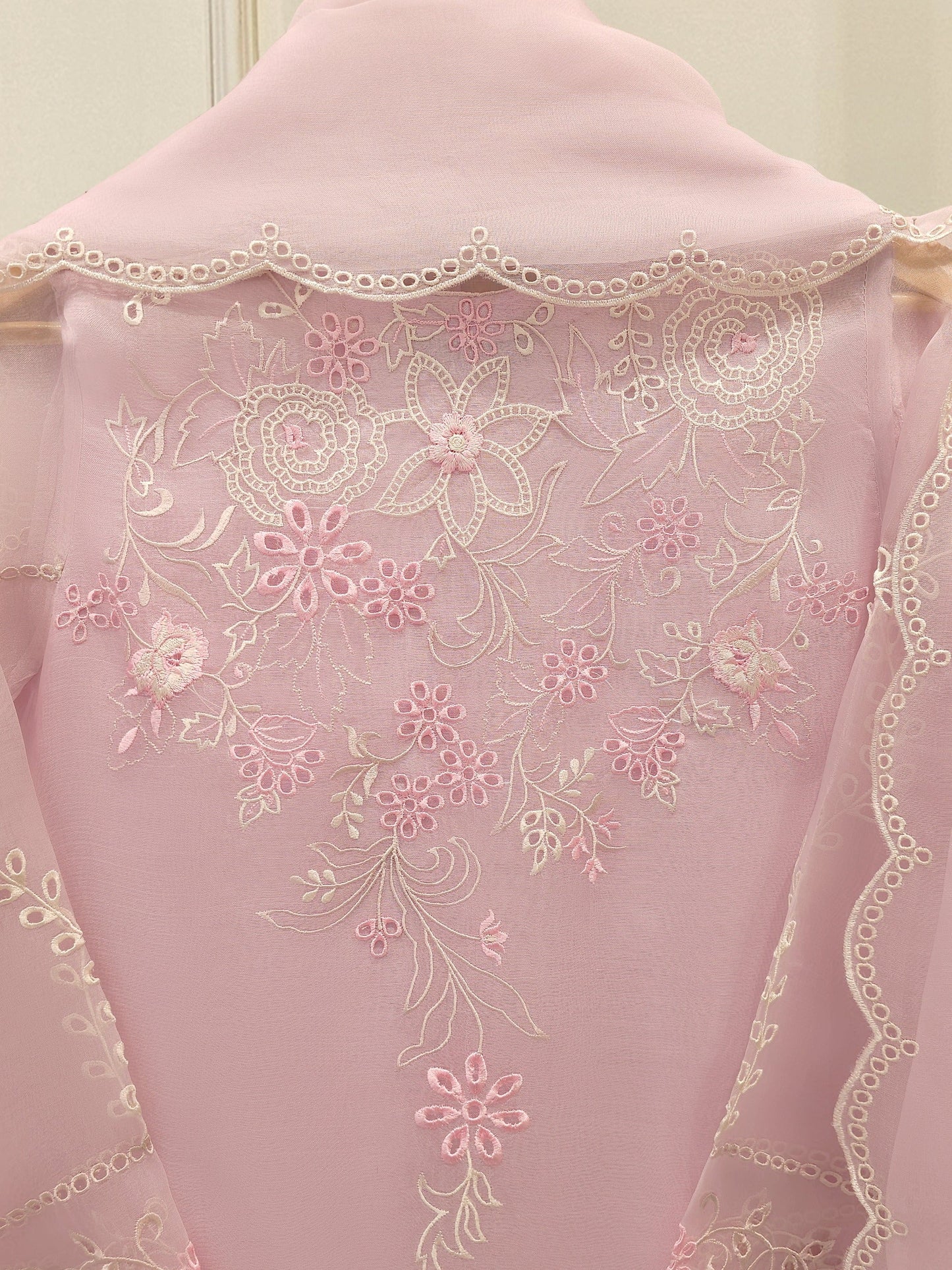 Aghanoor Pure Embroidered Organza 3 Piece Suit- Pink