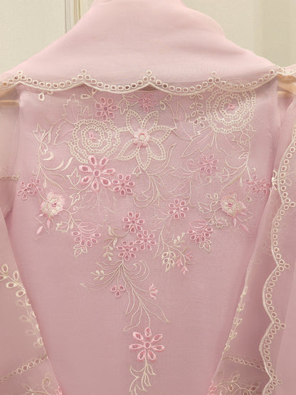 Aghanoor Pure Embroidered Organza 3 Piece Suit- Pink