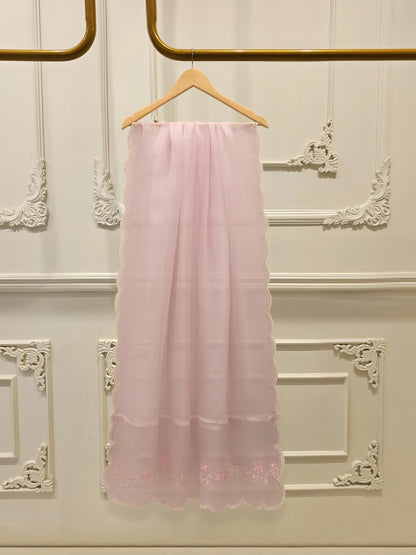 Aghanoor Pure Embroidered Organza 3 Piece Suit- Pink