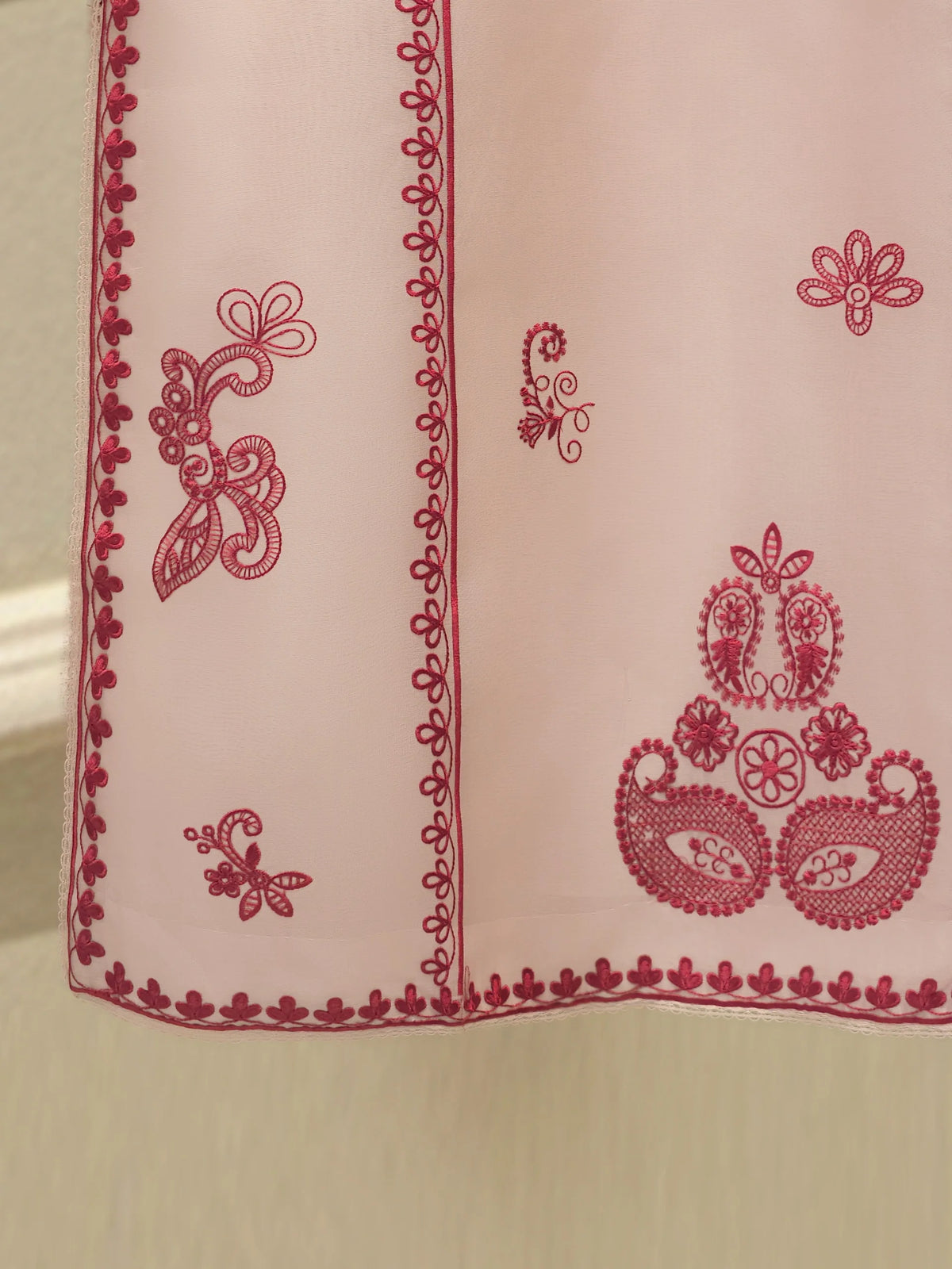Aghanoor Heavily Embroidered Organza 3 Piece-Pink