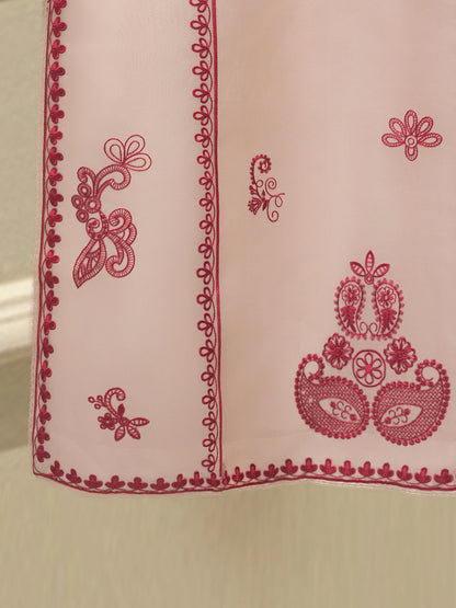 Aghanoor Heavily Embroidered Organza 3 Piece-Pink