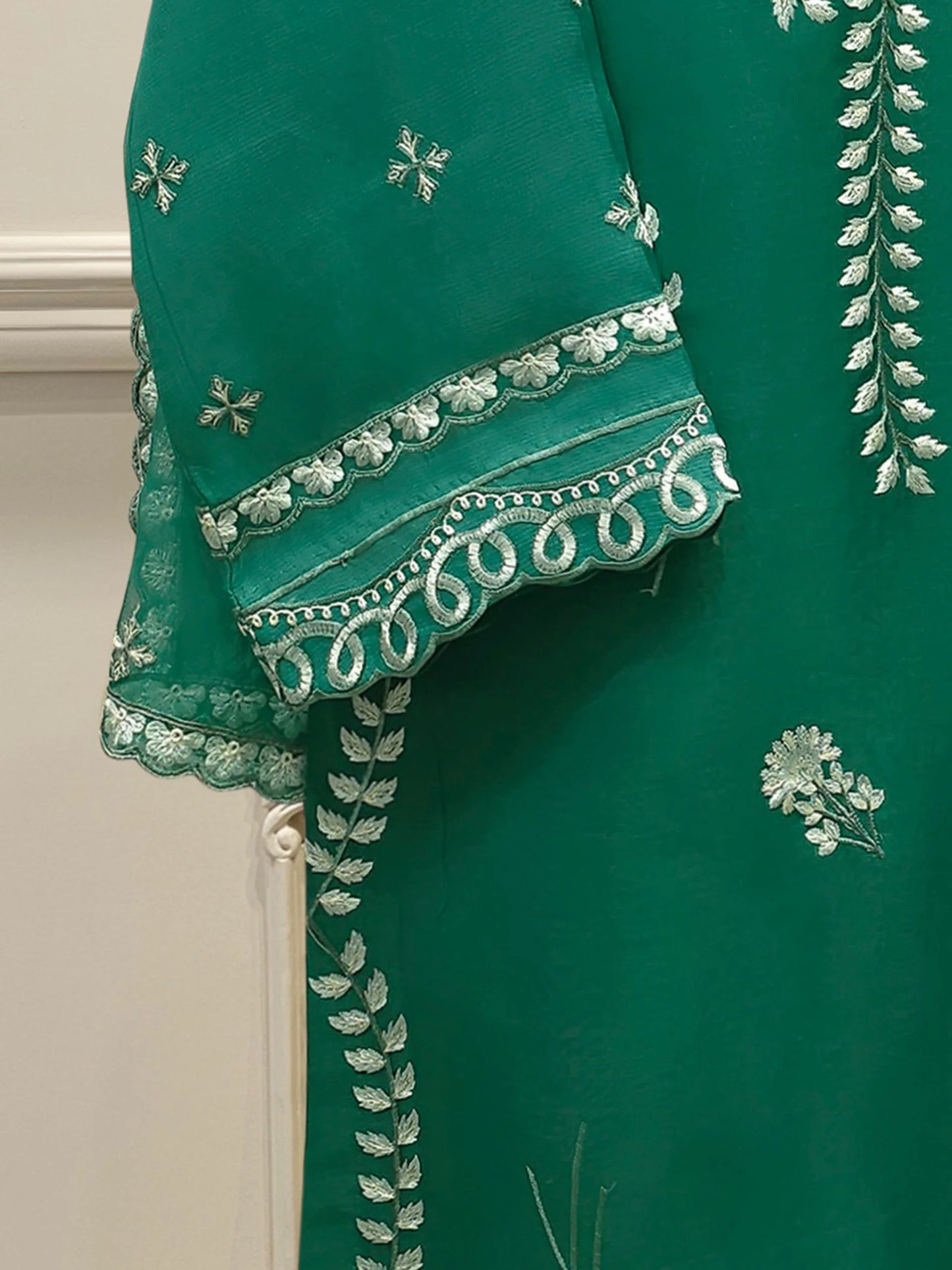 Aghanoor Heavily Embroidered Organza 2 Piece Suit