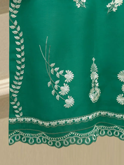 Aghanoor Heavily Embroidered Organza 2 Piece Suit