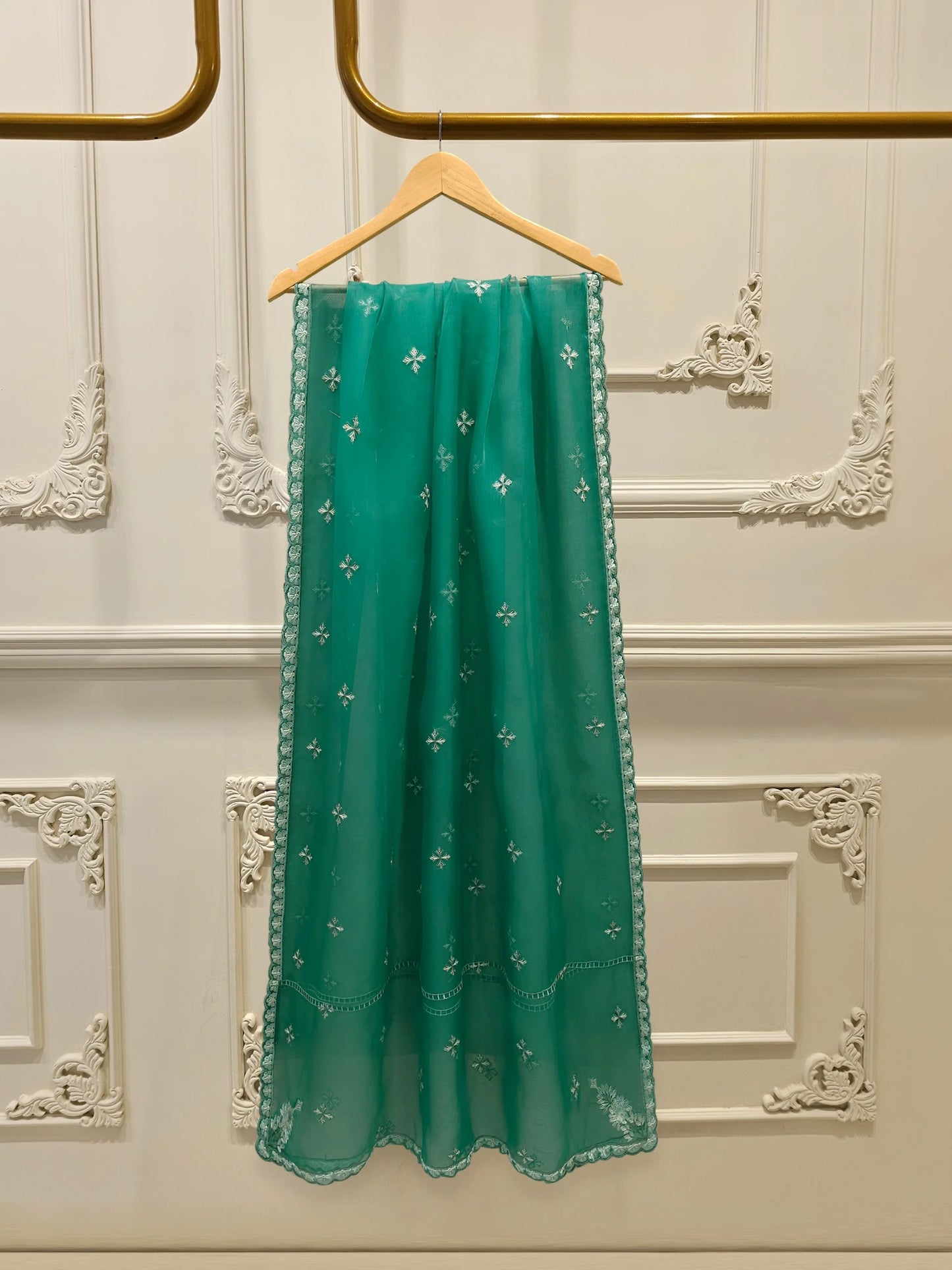 Aghanoor Heavily Embroidered Organza 2 Piece Suit