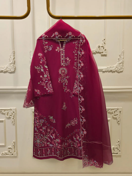 Aghanoor Embroidered Khaddi Silk 3 Piece