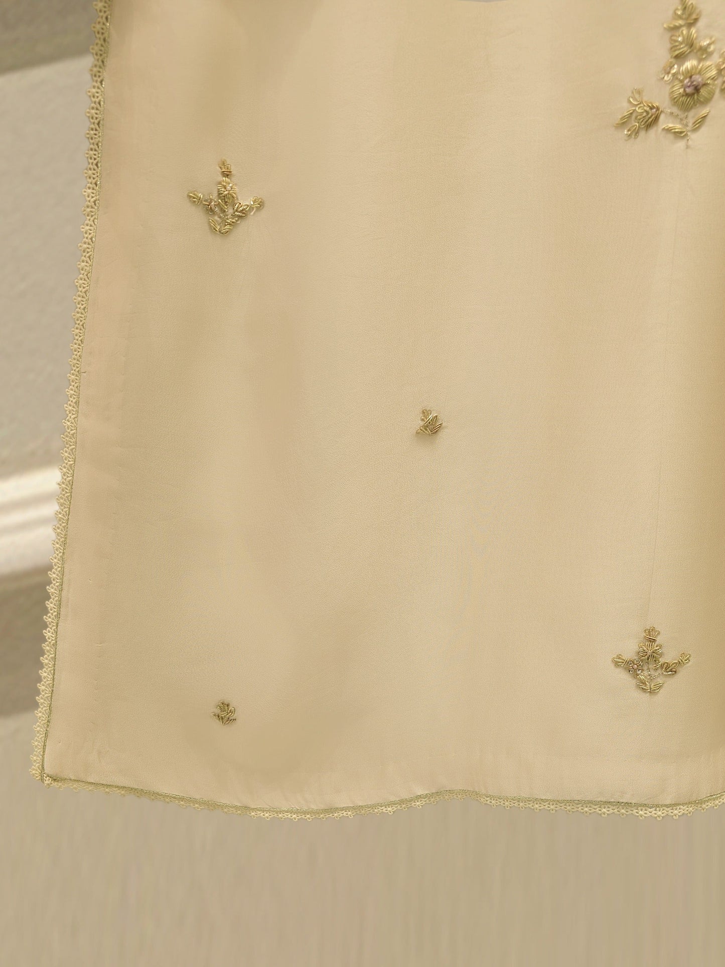 Aghanoor Embroidered Off-white Gold 3 Piece Suit