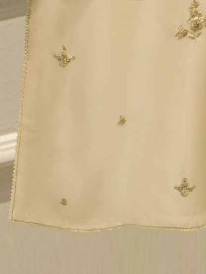 Aghanoor Embroidered Off-white Gold 3 Piece Suit