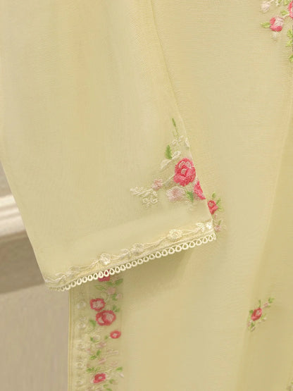 Aghanoor Embroidered Cotton Net 3 Piece with Chiffon Dupatta