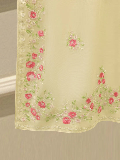 Aghanoor Embroidered Cotton Net 3 Piece with Chiffon Dupatta