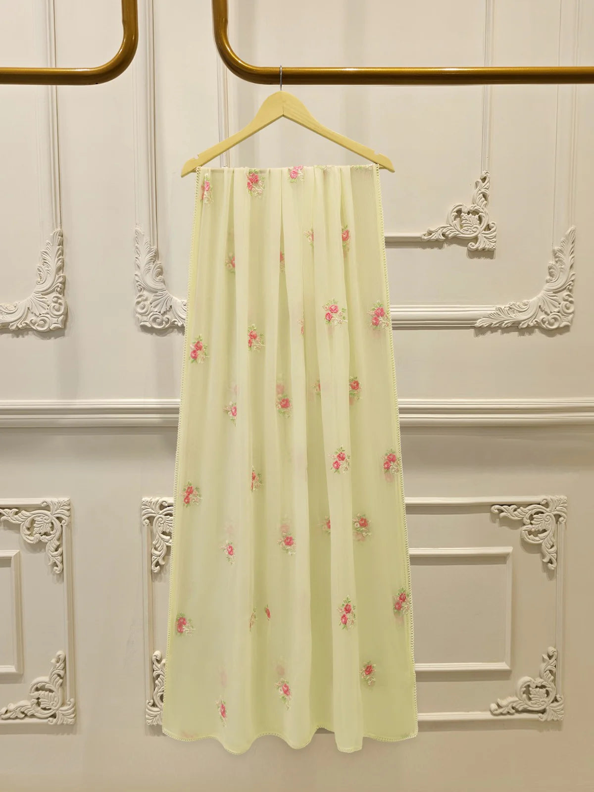 Aghanoor Embroidered Cotton Net 3 Piece with Chiffon Dupatta
