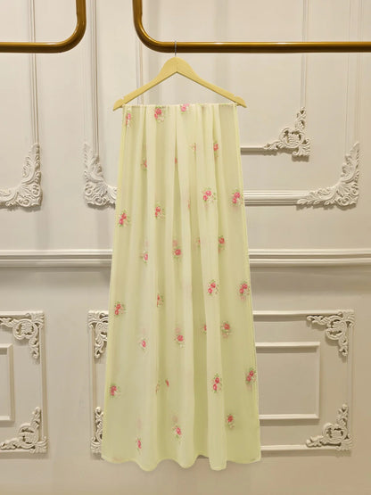 Aghanoor Embroidered Cotton Net 3 Piece with Chiffon Dupatta