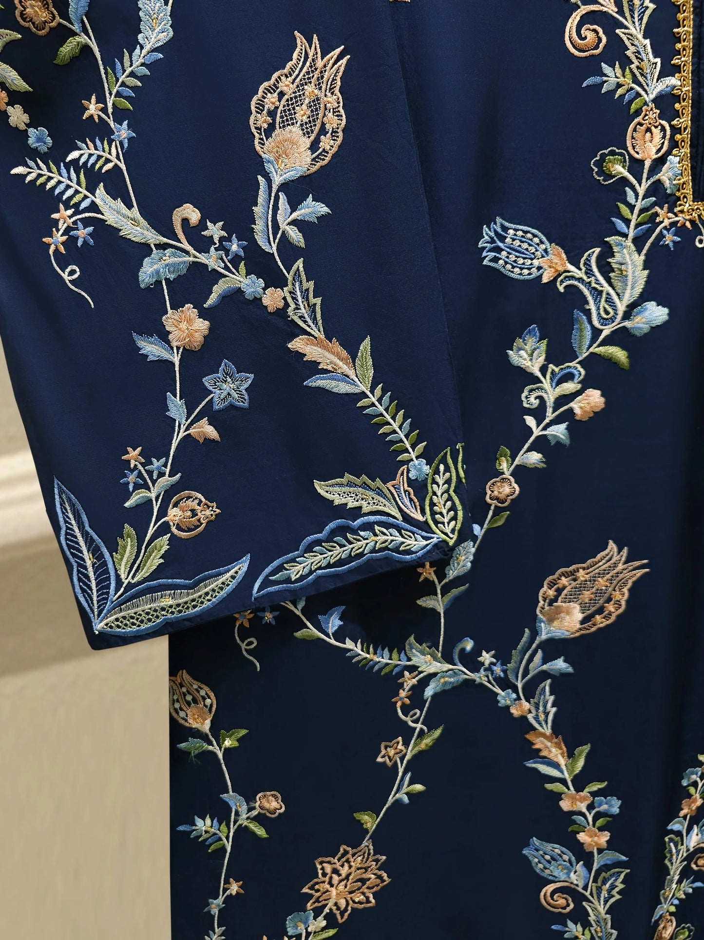 Aghanoor Heavily Embroidered Kkaadi Silk 3 Piece Suit