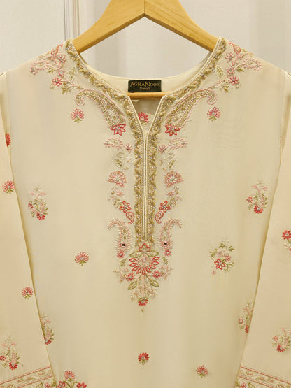 AGHANOOR SEESHA SILK EMBROIDERED SHIRT WITH SILK TROUSERS