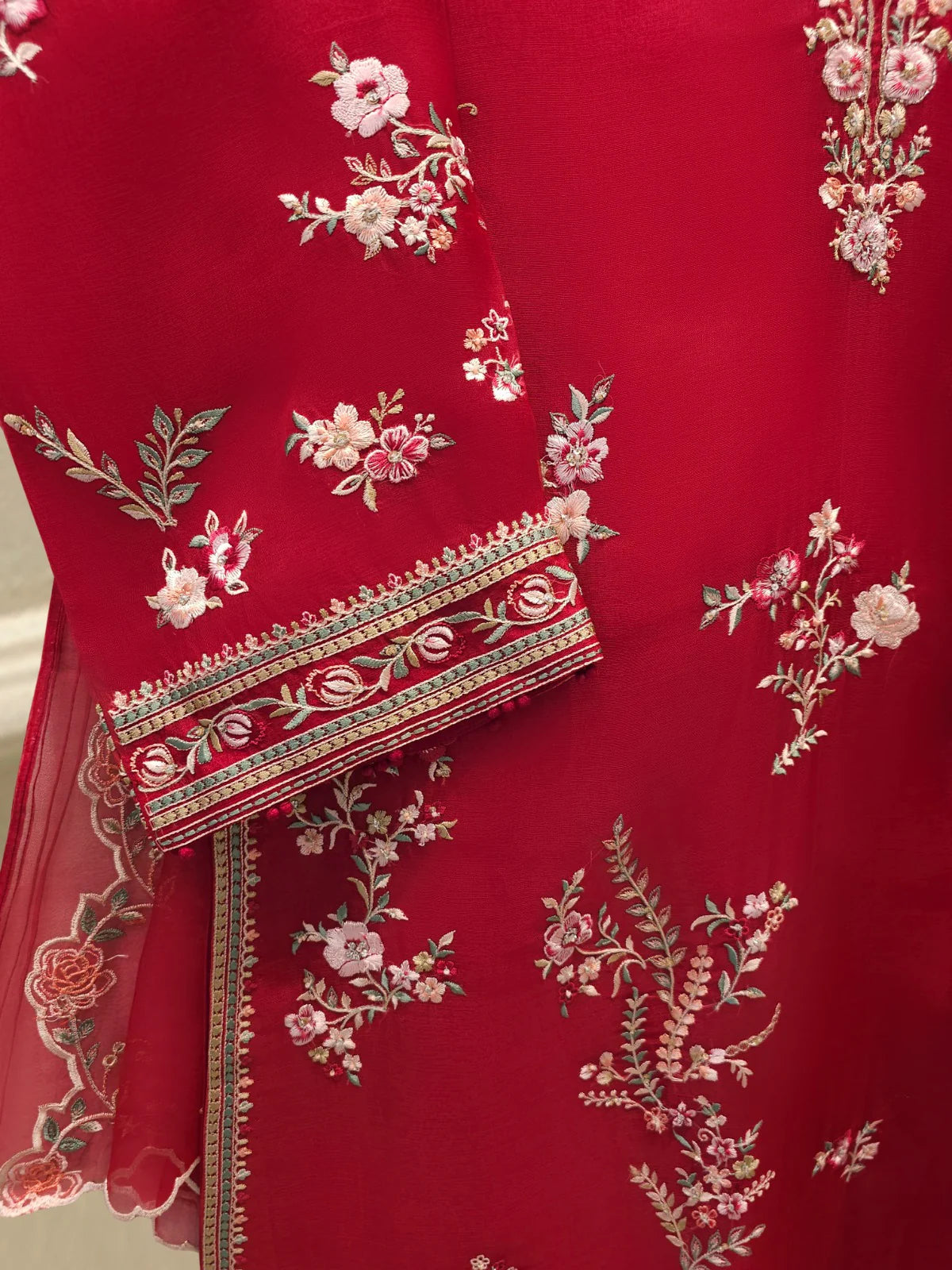 Aghanoor Heavily Embroidered Organza 3 Piece