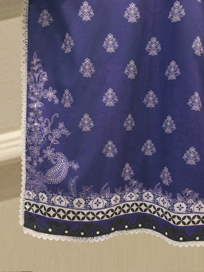 AGHANOOR PRINTED LAWN SHIRT & LAWN DUPATTA-Blue