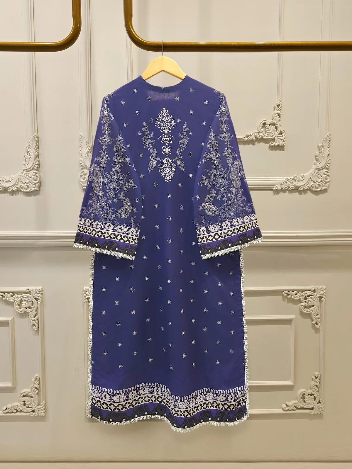 AGHANOOR PRINTED LAWN SHIRT & LAWN DUPATTA-Blue