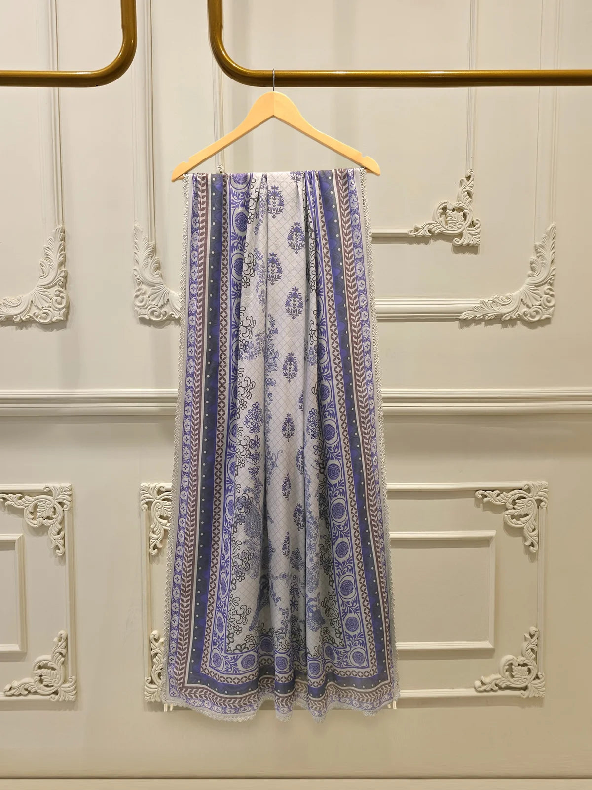 AGHANOOR PRINTED LAWN SHIRT & LAWN DUPATTA-Blue