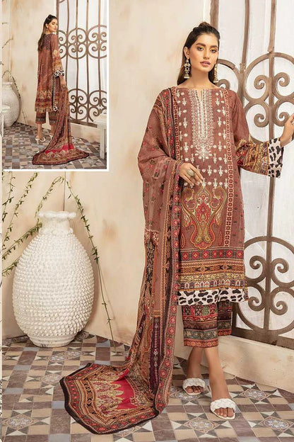 Johra Embroidered Lawn Karandi 3 Piece Suit