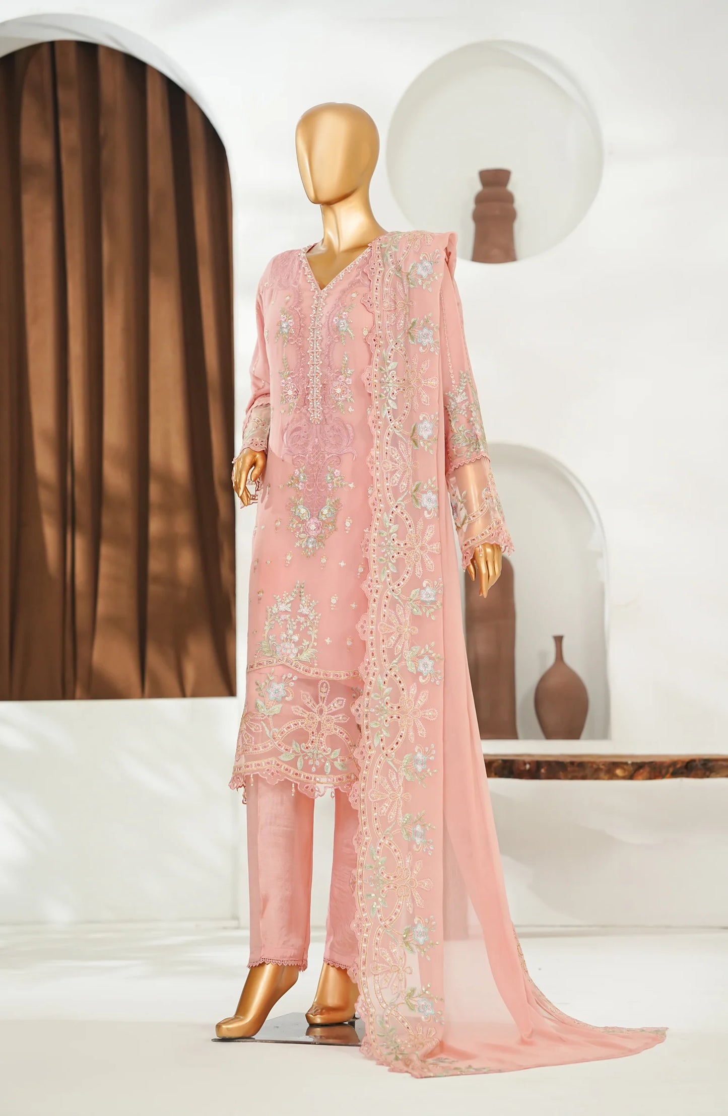 Amna Khadija Embroidered Chiffon Pret-Festive Collection-Pink