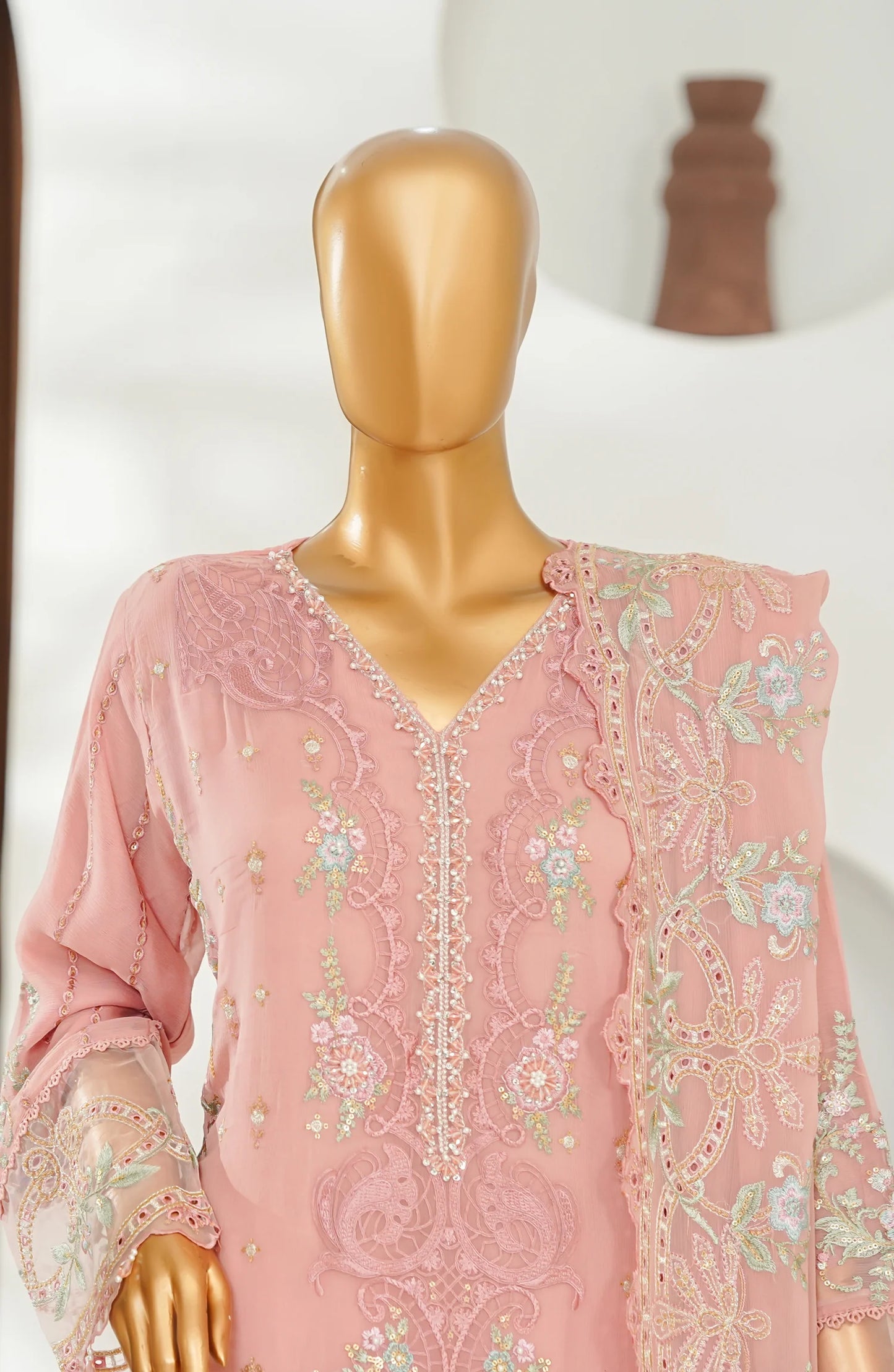 Amna Khadija Embroidered Chiffon Pret-Festive Collection-Pink