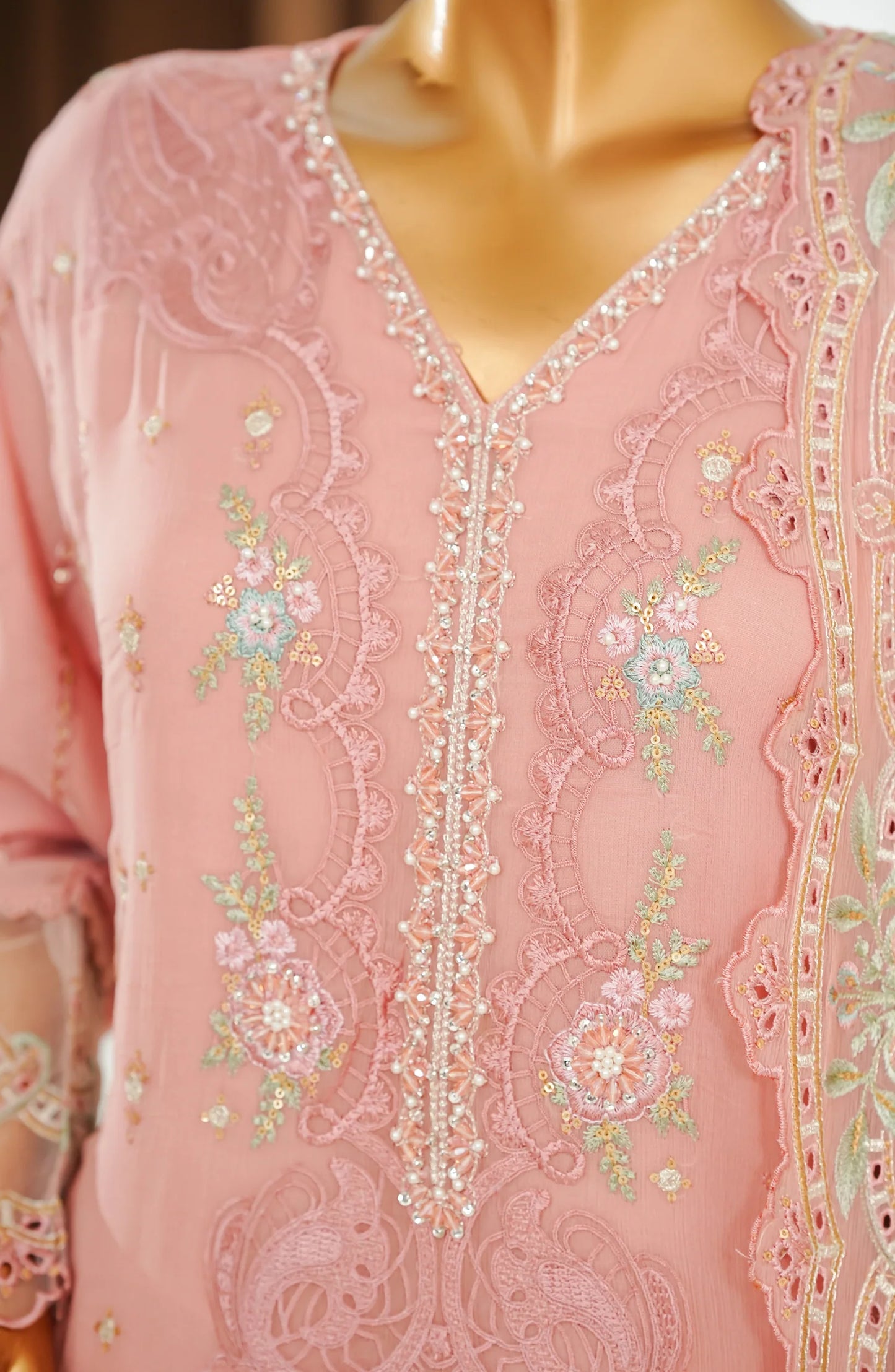 Amna Khadija Embroidered Chiffon Pret-Festive Collection-Pink