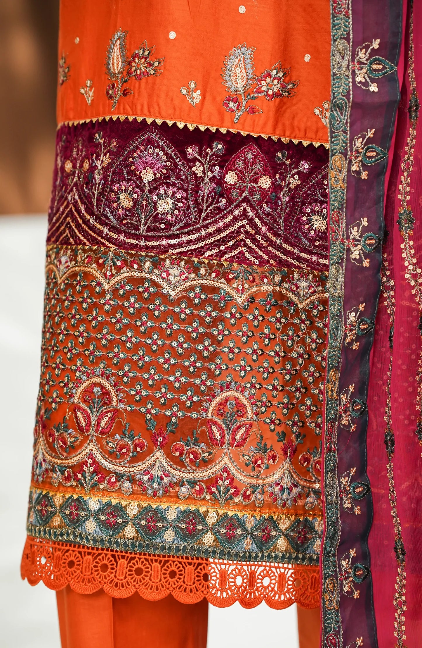 Amna Khadija Embroidered Chiffon Pret-Festive Collection-Orange