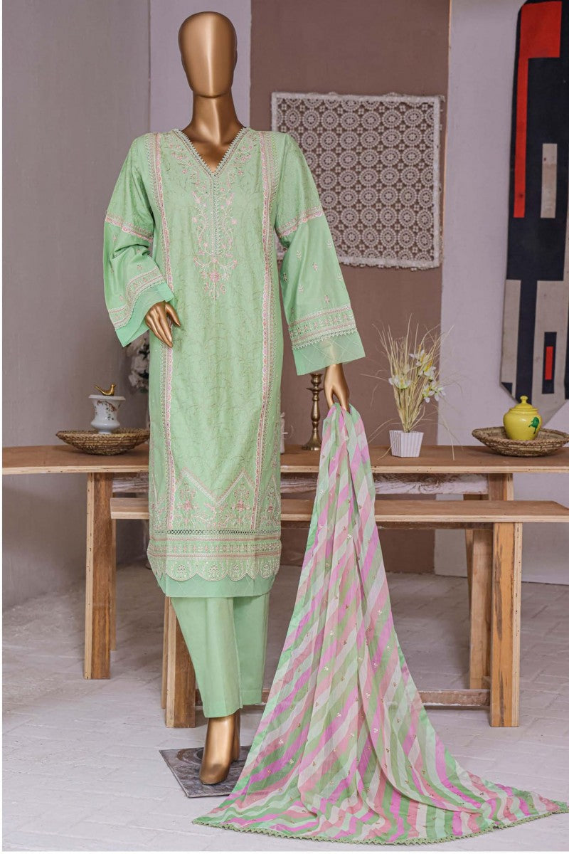 Bin Saeed Dhagakari Cutwork & Embroidered 3 Piece Suit